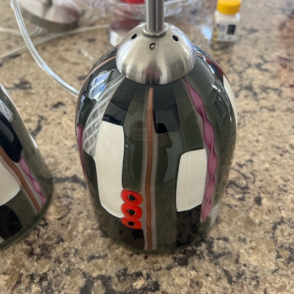 Modern Black and Pink Glass Pendant Light
